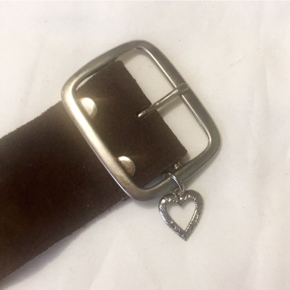 Brown Suede yellow orange rhinestone sunflower silver buckle strap band bracelet - Picture 5 of 5